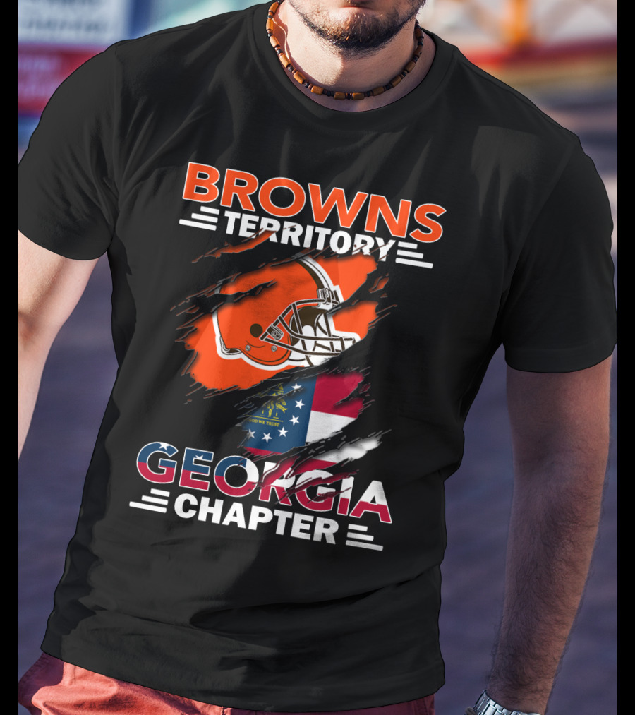 Browns Territory Georgia Chapter Helmet And Flag T-Shirt
