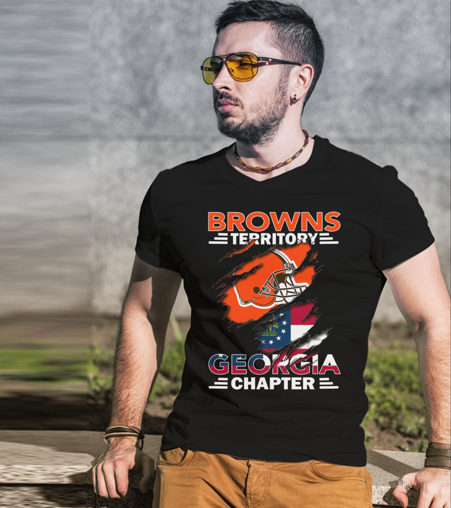 Browns Territory Georgia Chapter Helmet And Flag T-Shirt