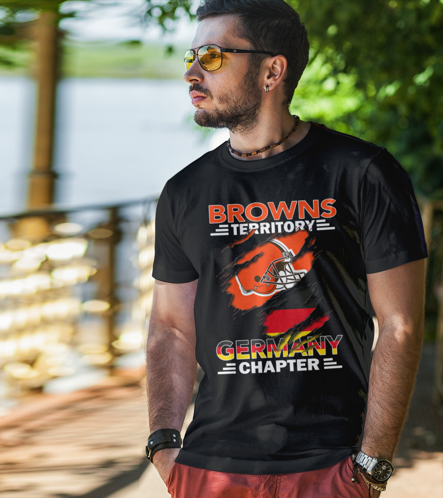 Browns Territory Germany Chapter Helmet And Flag T-Shirt