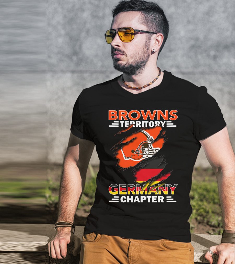 Browns Territory Germany Chapter Helmet And Flag T-Shirt