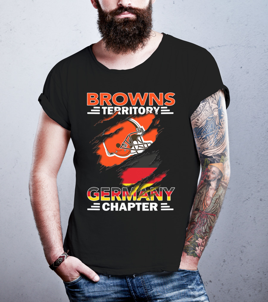 Browns Territory Germany Chapter Helmet And Flag T-Shirt