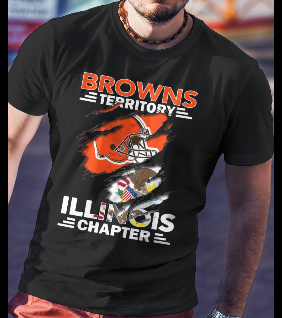 Browns Territory Illinois Chapter Helmet And American Eagle T-Shirt