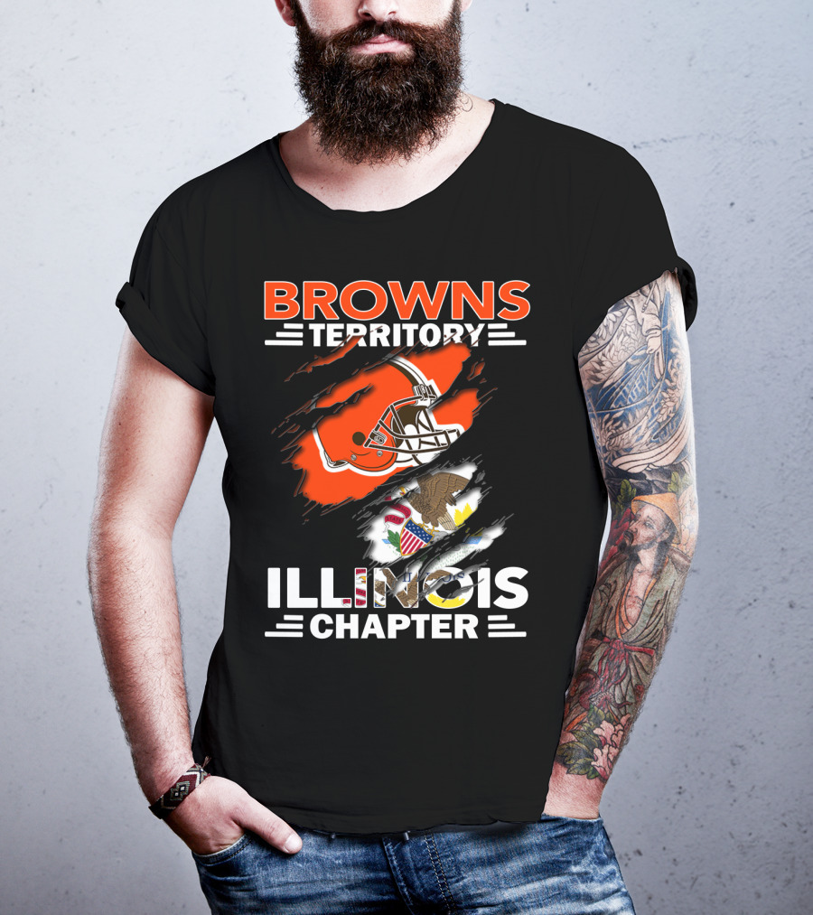Browns Territory Illinois Chapter Helmet And American Eagle T-Shirt