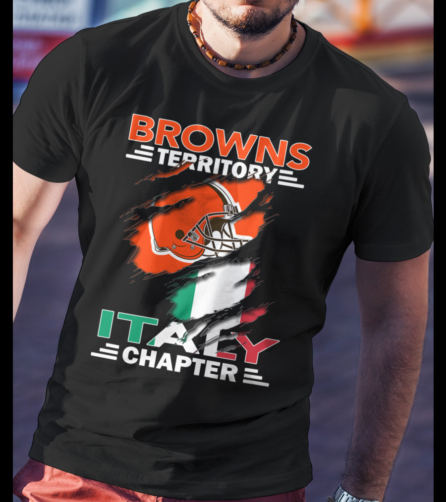 Browns Territory Italy Chapter Cleveland Football Helmet And Italian Flag T-Shirt