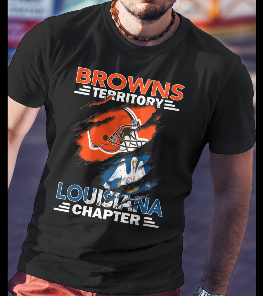 Browns Territory Louisiana Chapter Football Helmet State Flag T-Shirt