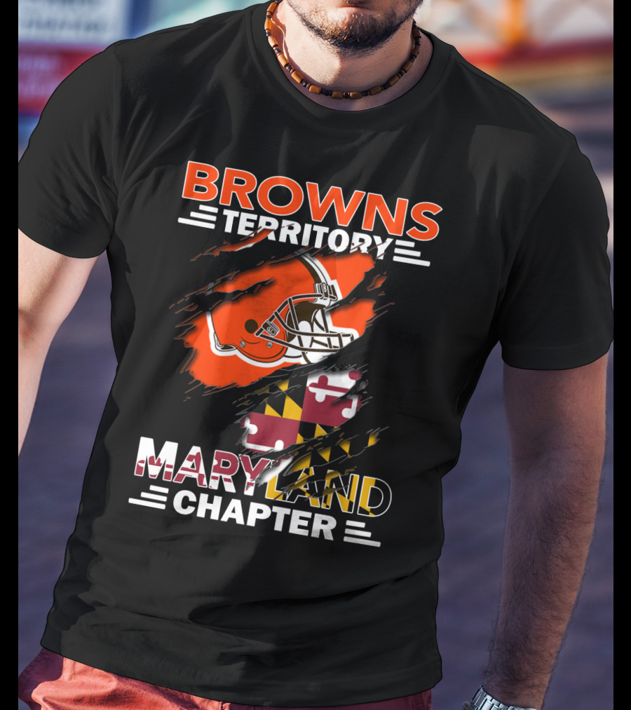 Browns Territory Maryland Chapter Football Helmet Maryland Flag T-Shirt