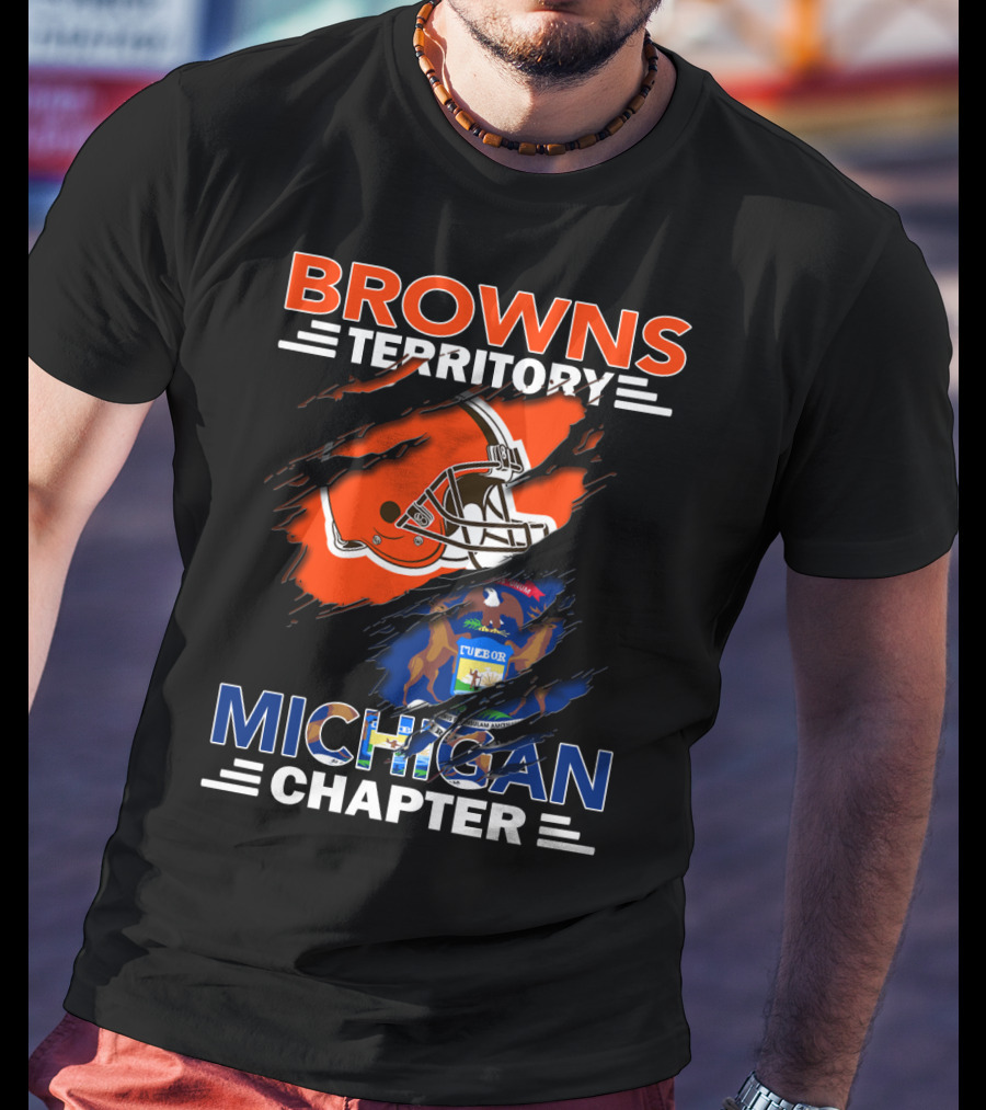 Browns Territory Michigan Chapter Helmet And State Emblem T-Shirt