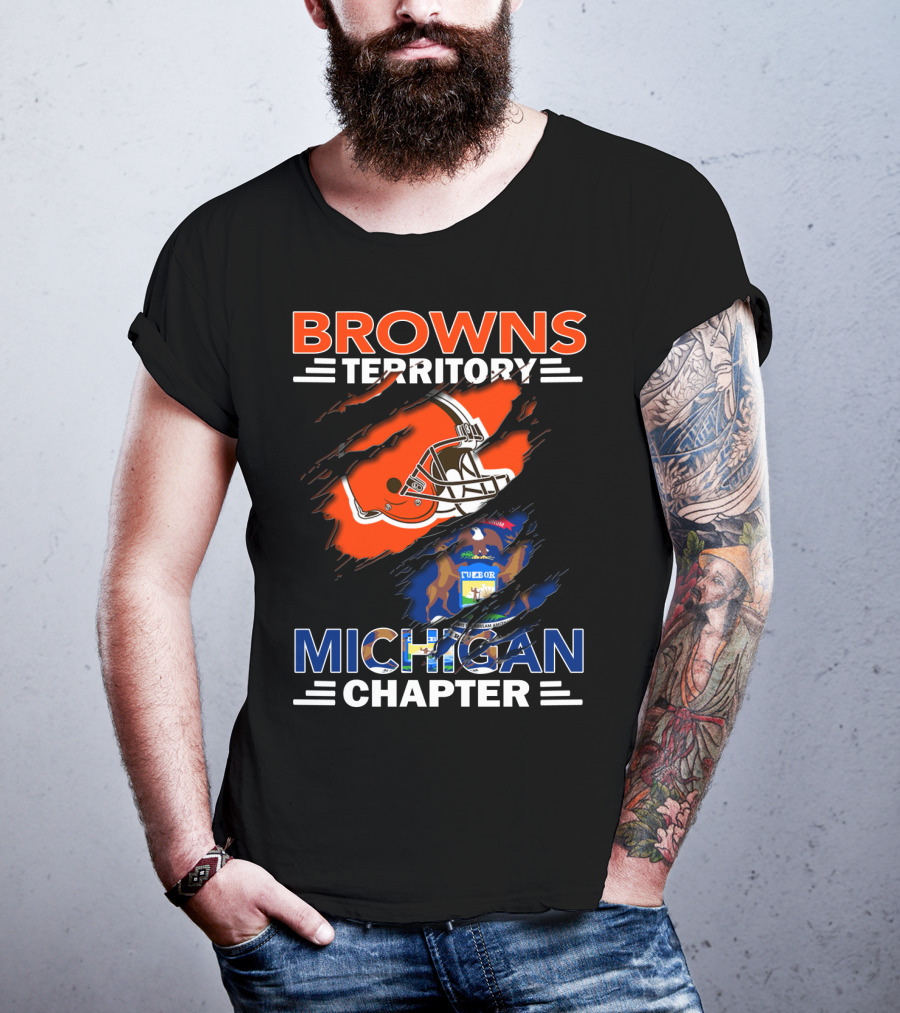 Browns Territory Michigan Chapter Helmet And State Emblem T-Shirt