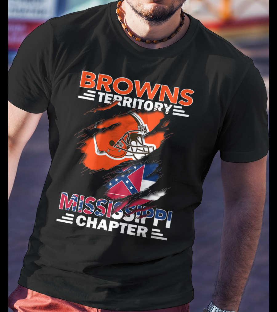 Browns Territory Mississippi Chapter Helmet And Flag T-Shirt