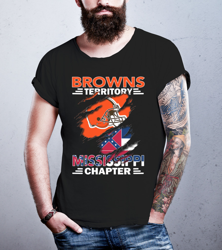 Browns Territory Mississippi Chapter Helmet And Flag T-Shirt
