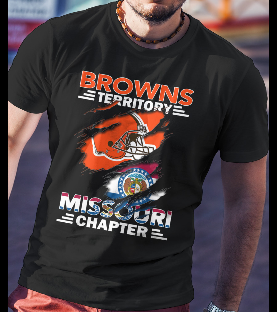 Browns Territory Missouri Chapter Helmet And State Flag T-Shirt