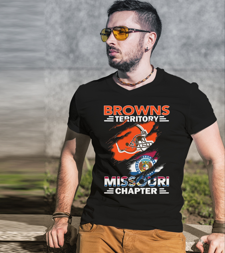 Browns Territory Missouri Chapter Helmet And State Flag T-Shirt