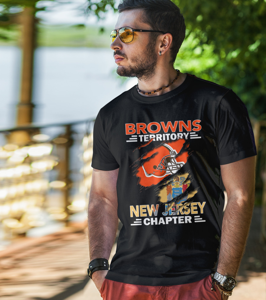 Browns Territory Football Helmet New Jersey Chapter State Flag T-Shirt