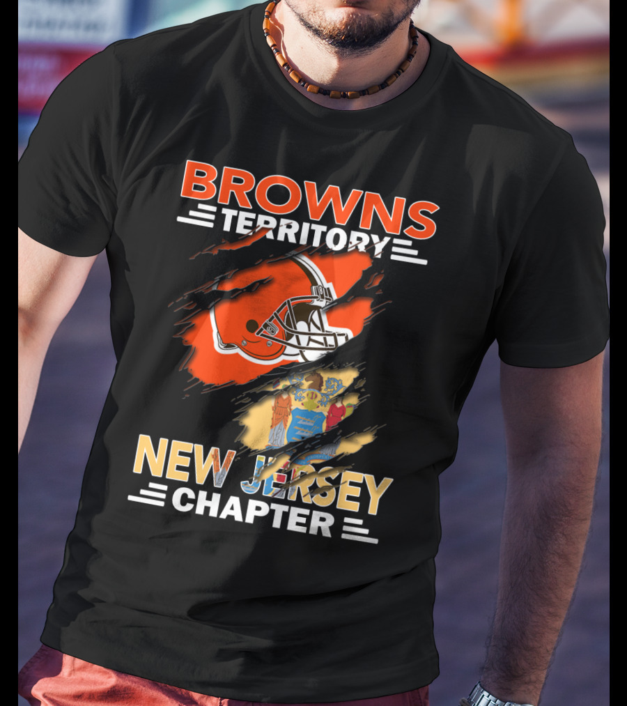 Browns Territory Football Helmet New Jersey Chapter State Flag T-Shirt