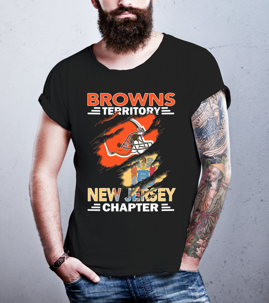 Browns Territory Football Helmet New Jersey Chapter State Flag T-Shirt