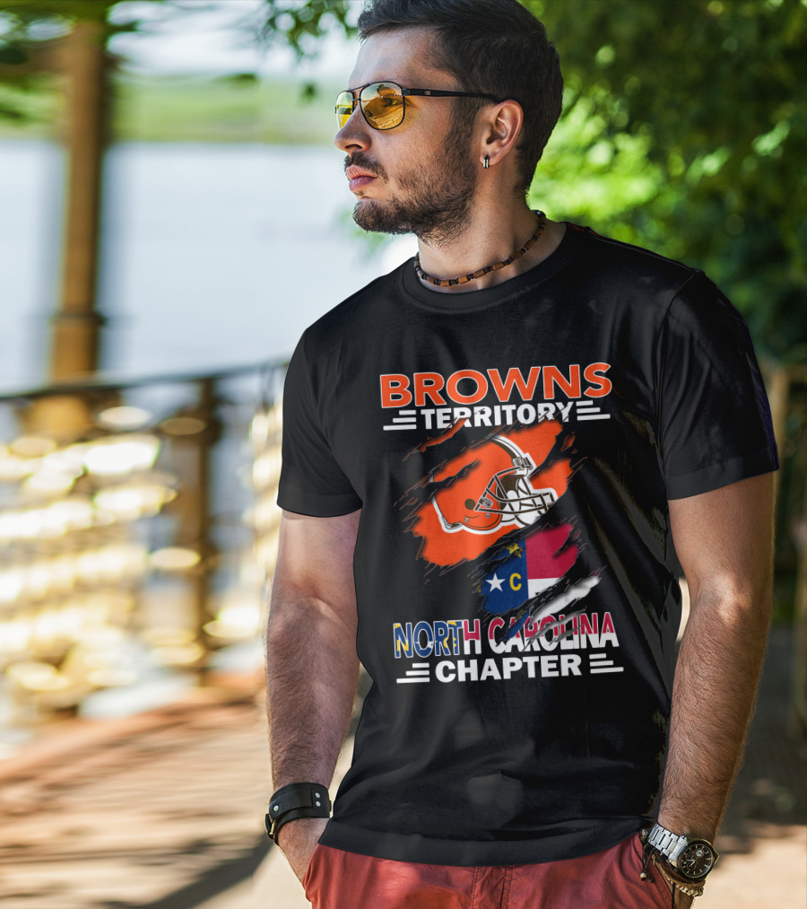 Browns Territory North Carolina Chapter Helmet And Flag T-Shirt