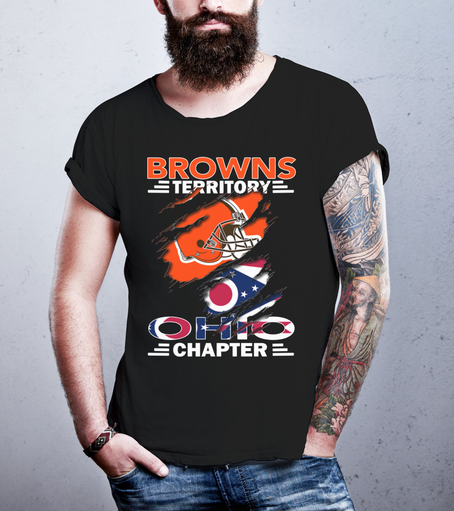 Browns Territory Ohio Chapter Helmet Flag T-Shirt
