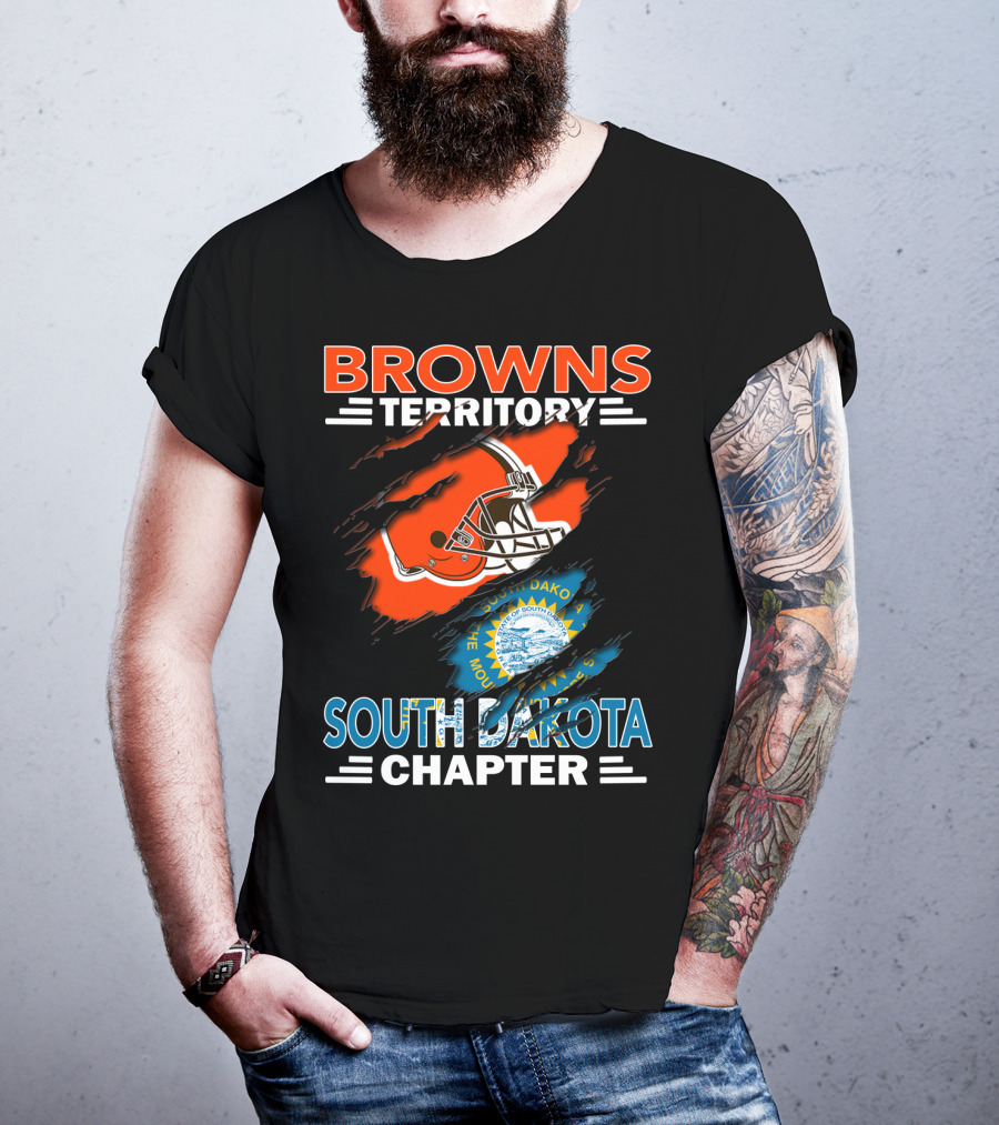 Browns Territory Football Helmet South Dakota Chapter State Seal T-Shirt