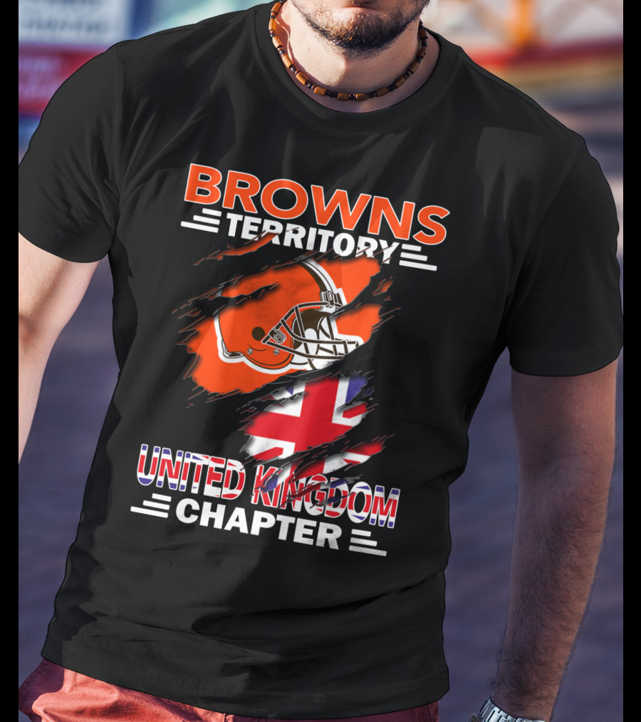 Browns Territory United Kingdom Chapter Football Helmet Union Jack Flag T-Shirt