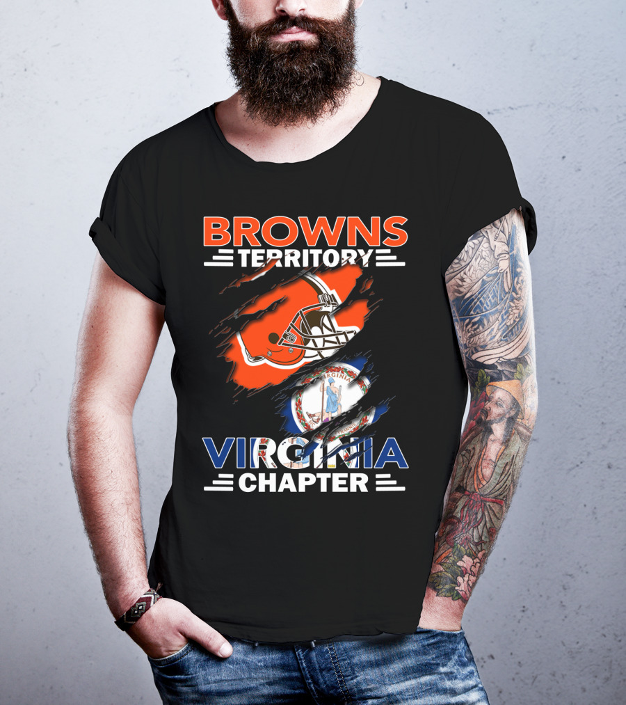 Browns Territory Virginia Chapter Helmet Virginia State Flag Fusion T-Shirt
