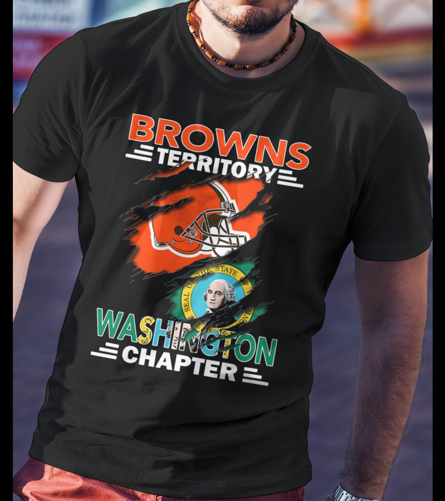 Browns Territory Washington State Chapter Seal Football Helmet Fan T-Shirt