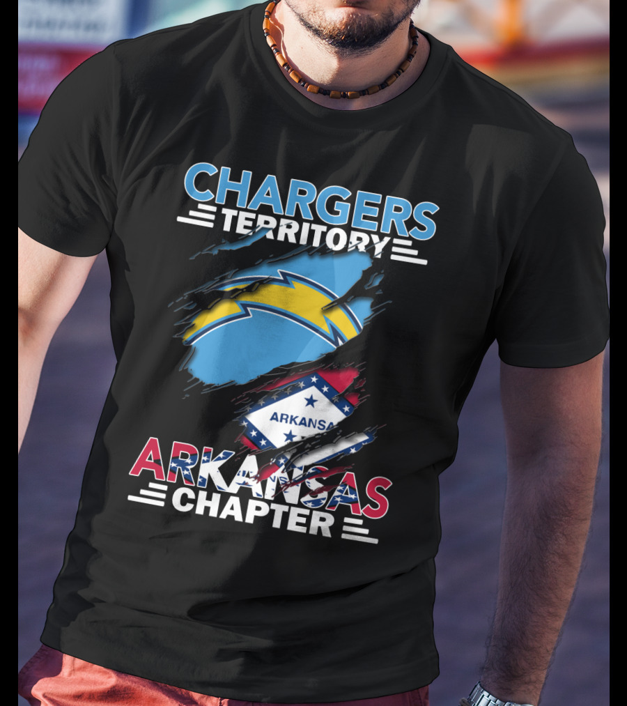 Chargers Territory Arkansas Chapter With Chargers Logo And Arkansas State Flag T-Shirt