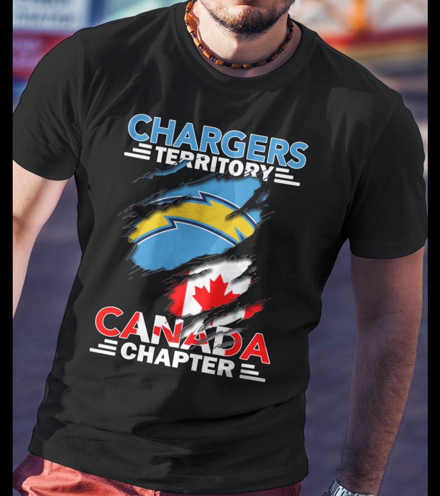 Chargers Territory Canada Chapter Lightning Bolt Canadian Flag T-Shirt