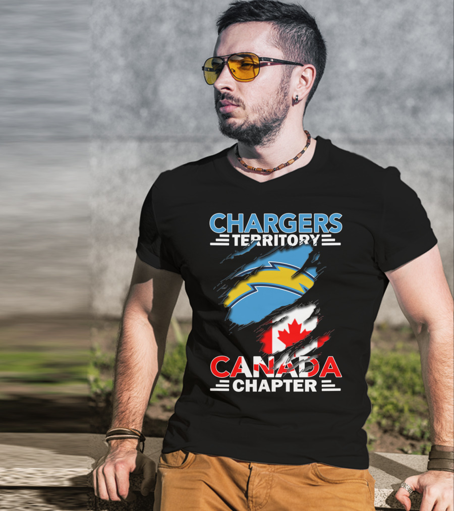 Chargers Territory Canada Chapter Lightning Bolt Canadian Flag T-Shirt