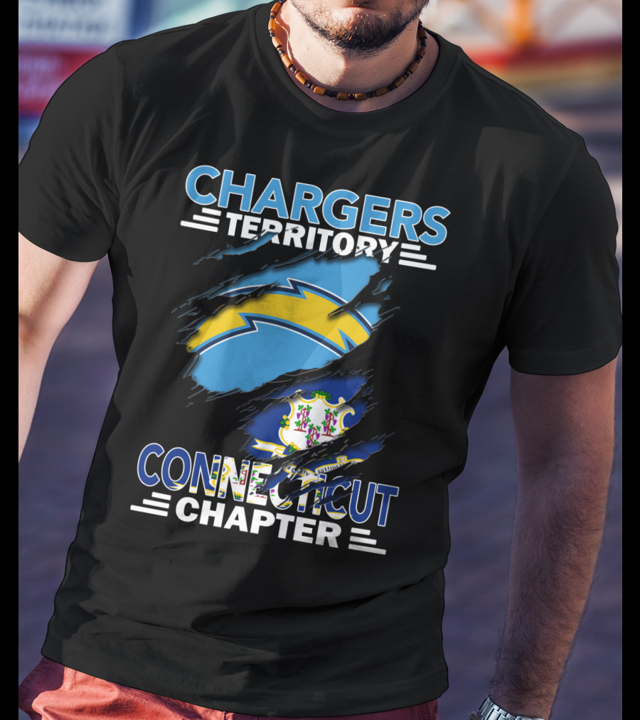 CHARGERS TERRITORY CONNECTICUT CHAPTER Chargers Logo Connecticut State Flag T-Shirt