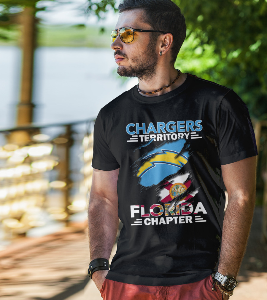 Chargers Territory Florida Chapter Logo With Florida State Flag And Bolt T-Shirt
