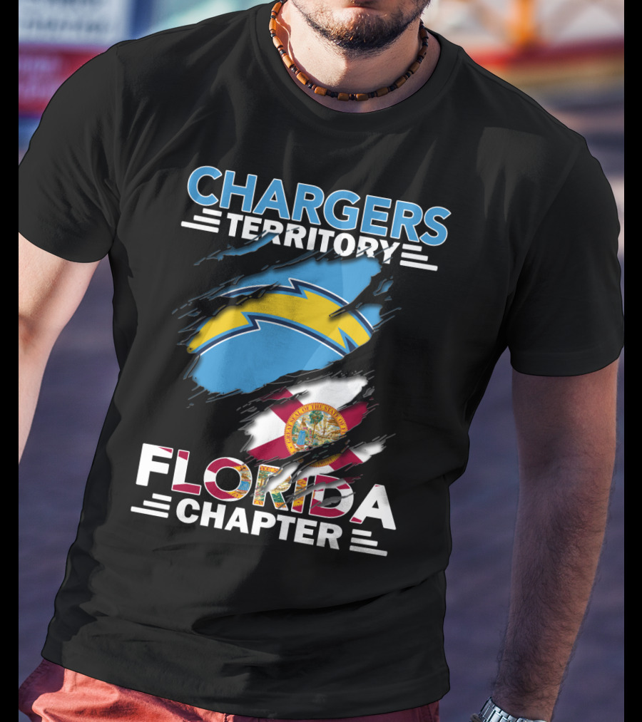 Chargers Territory Florida Chapter Logo With Florida State Flag And Bolt T-Shirt