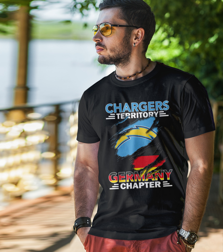 Chargers Territory Germany Chapter Germany Flag And Bolt T-Shirt