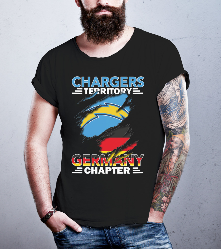 Chargers Territory Germany Chapter Germany Flag And Bolt T-Shirt
