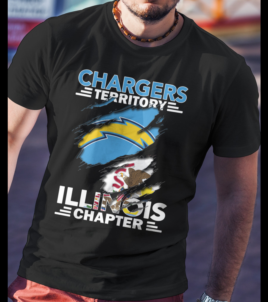 Chargers Territory Illinois Chapter State Flag Bolt T-Shirt