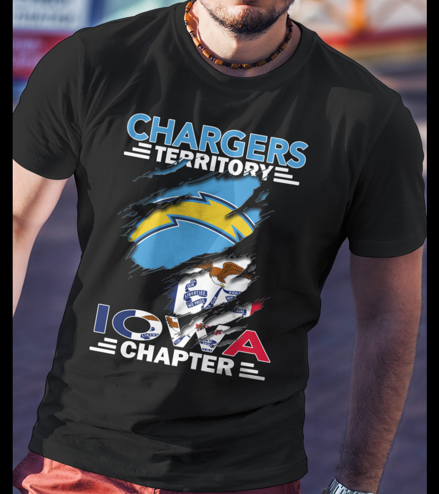 Chargers Territory Iowa Chapter NFL Logo With State Flag Elements T-Shirt