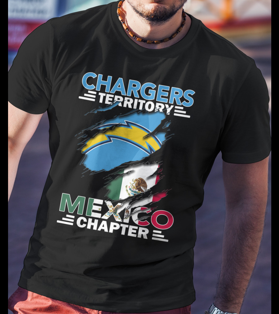 Chargers Territory Mexico Chapter Bold Lightning Logo And Flag Stripes T-Shirt