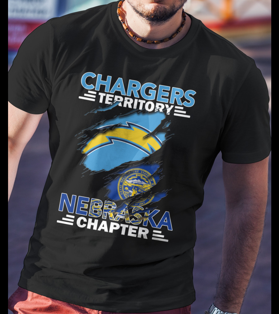 Chargers Territory Nebraska Chapter Los Angeles Chargers Logo Nebraska State Flag T-Shirt