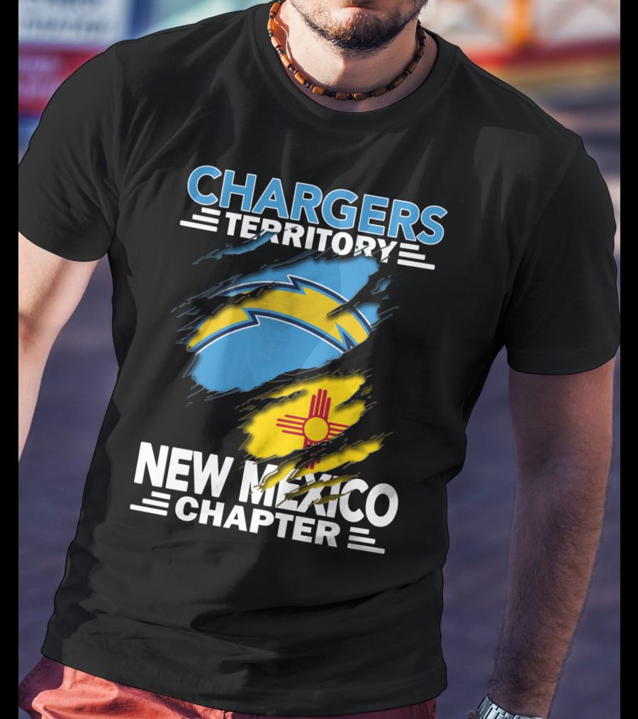 Chargers Territory New Mexico Chapter Torn Flags Zia Symbol Bolt T-Shirt