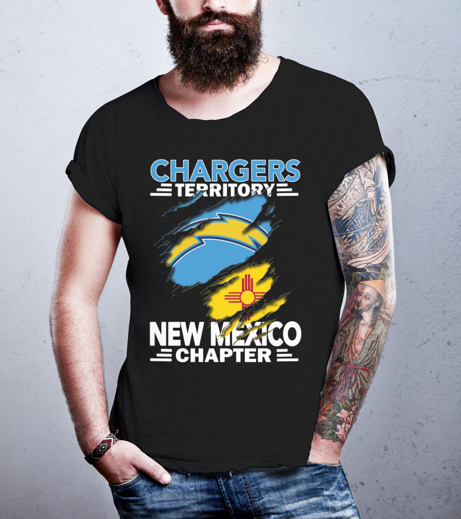 Chargers Territory New Mexico Chapter Torn Flags Zia Symbol Bolt T-Shirt