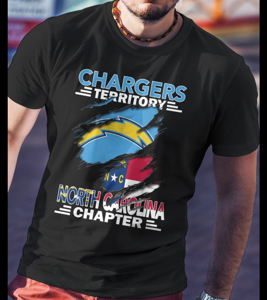 Chargers Territory North Carolina Chapter Logo With State Flag And Team T-Shirt