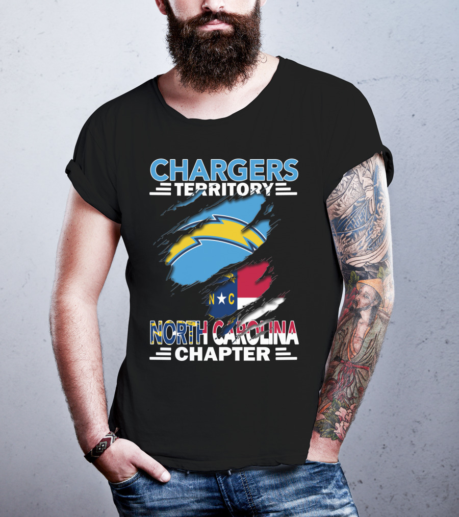 Chargers Territory North Carolina Chapter Logo With State Flag And Team T-Shirt