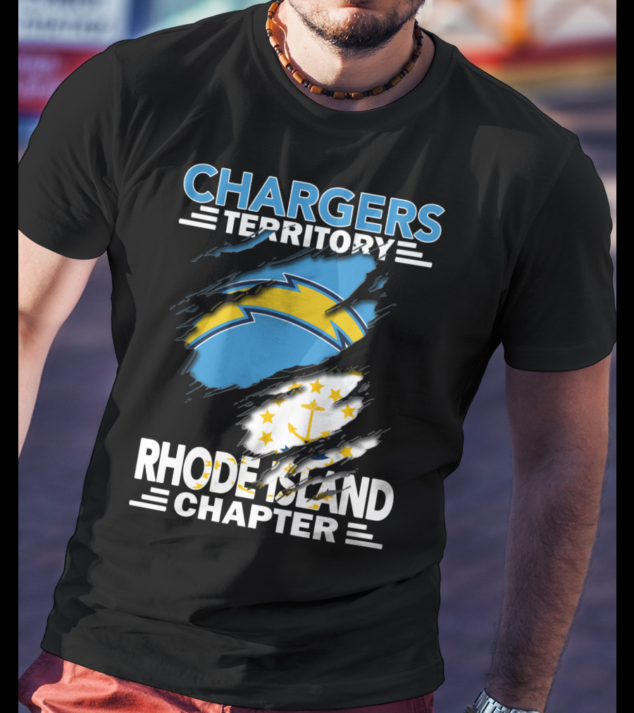 Chargers Territory Rhode Island Chapter Logo With Split Design Featuring Iconic Symbols T-Shirt
