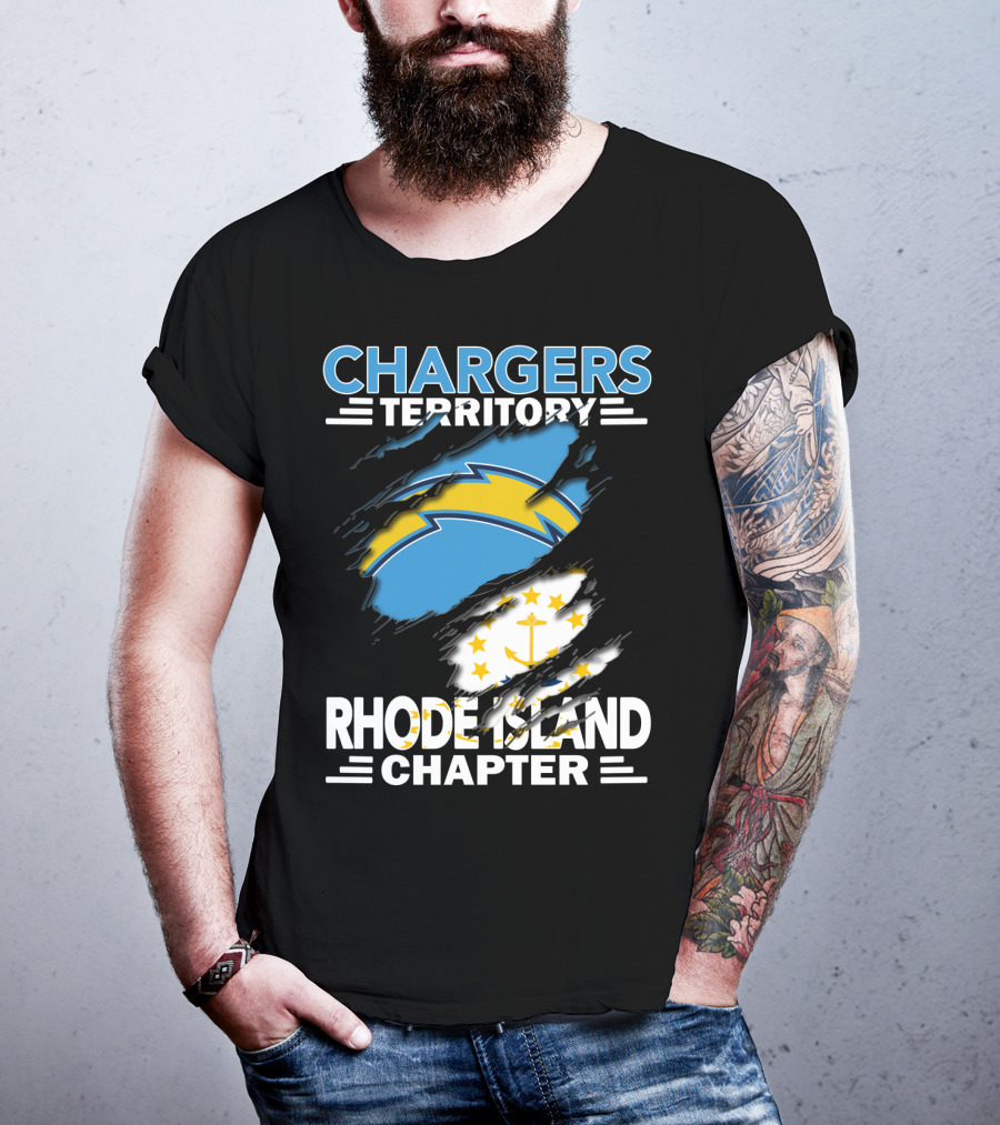Chargers Territory Rhode Island Chapter Logo With Split Design Featuring Iconic Symbols T-Shirt