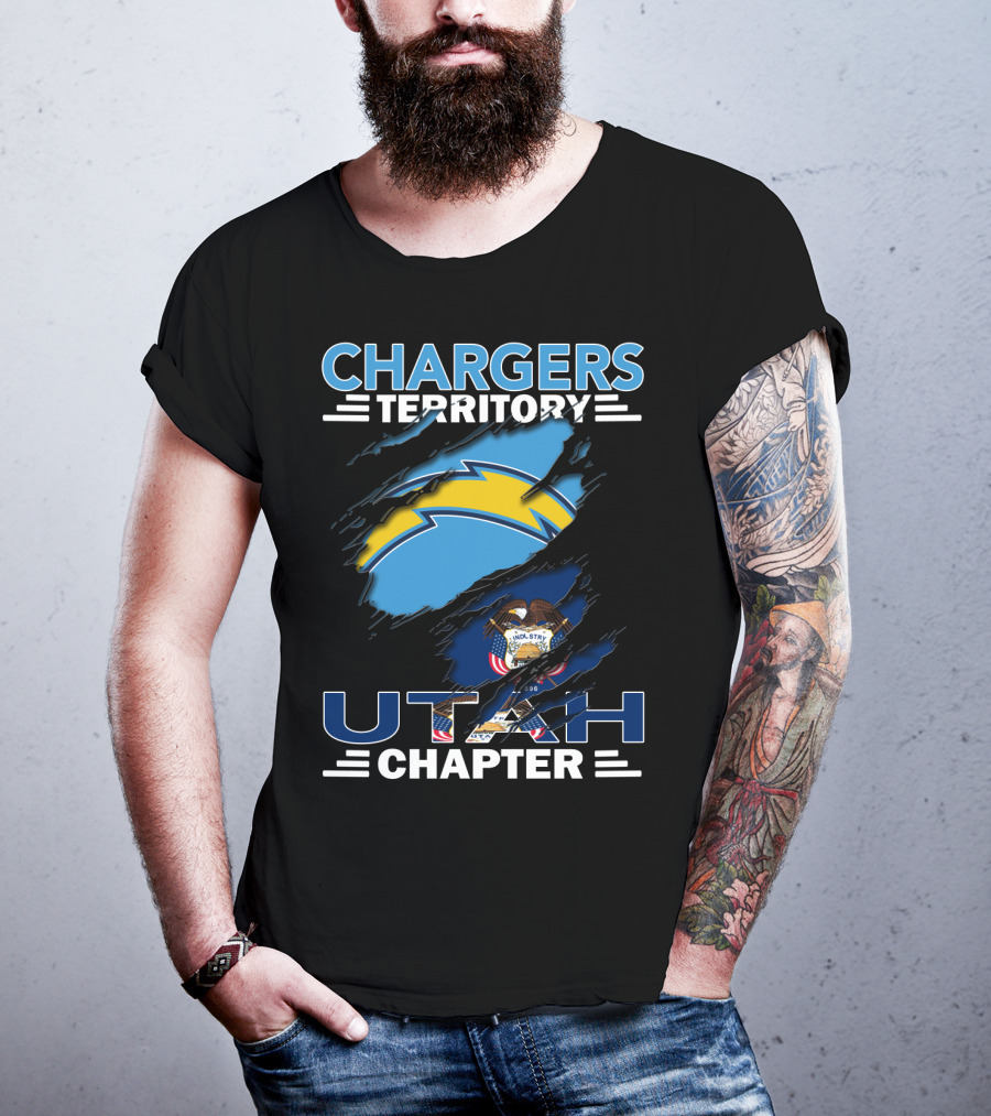 Chargers Territory Utah Chapter Ripped Flag T-Shirt