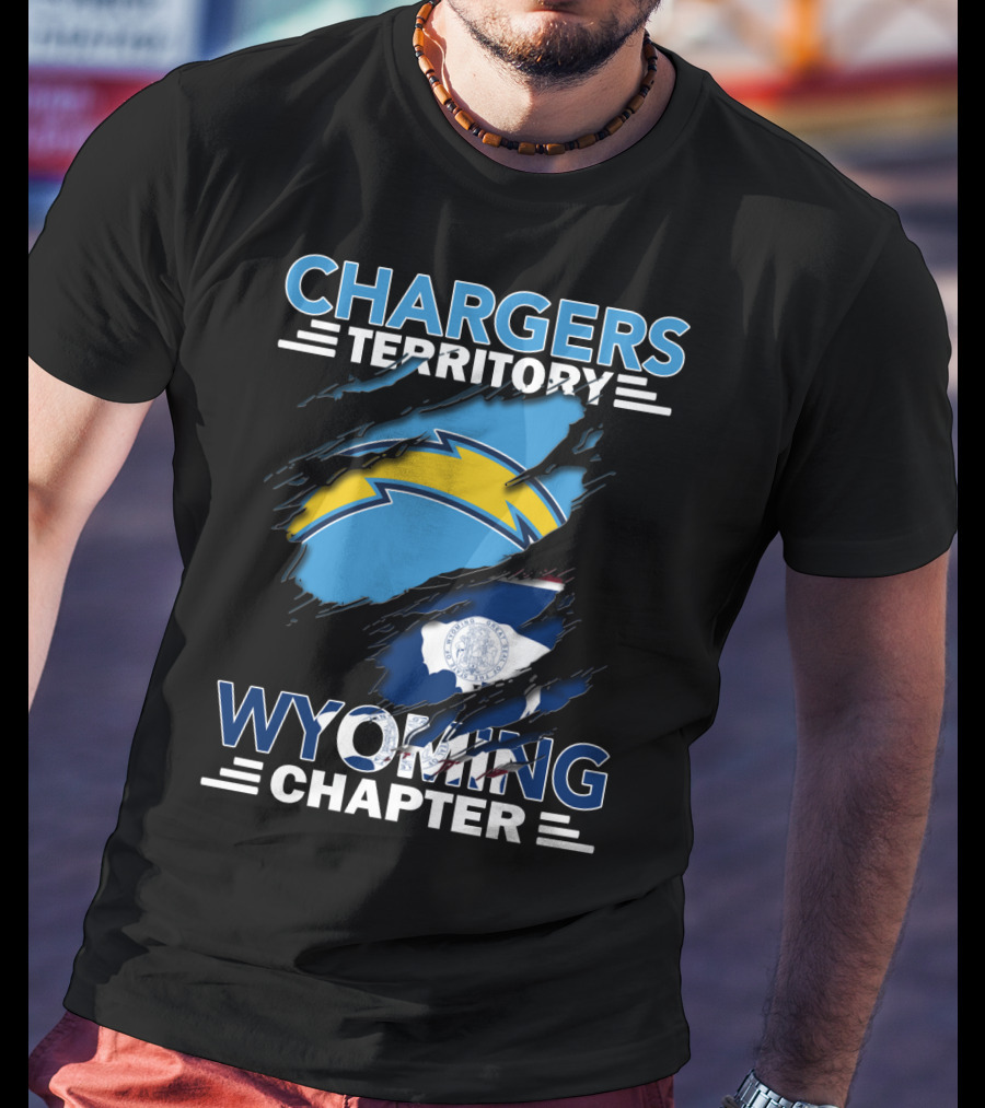 Chargers Territory Wyoming Chapter Logo With State Flag Background T-Shirt