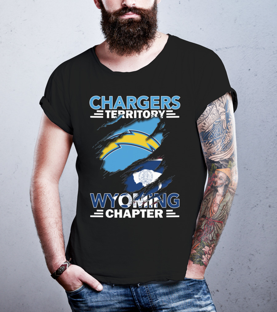 Chargers Territory Wyoming Chapter Logo With State Flag Background T-Shirt
