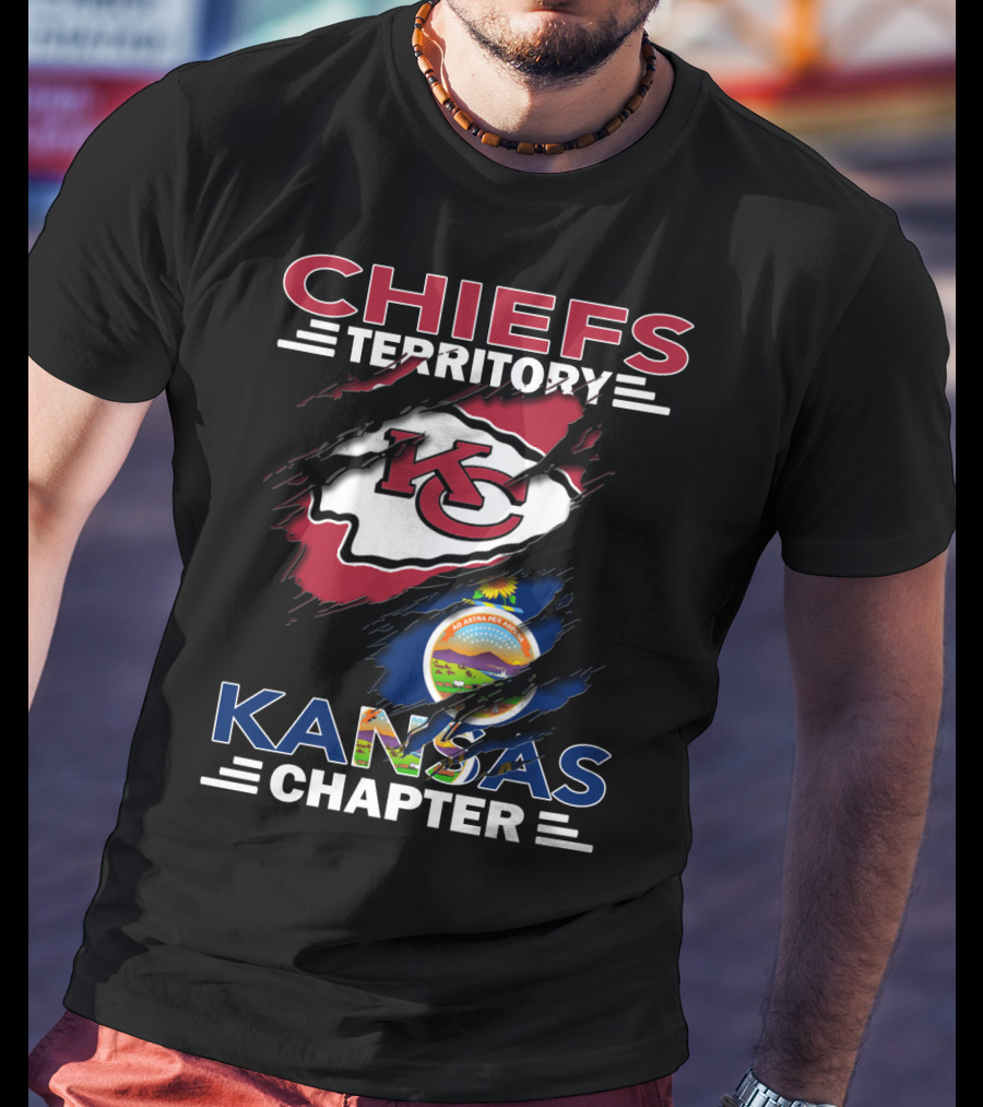 Chiefs Territory Kansas Chapter KC Logo And Kansas State Flag T-Shirt
