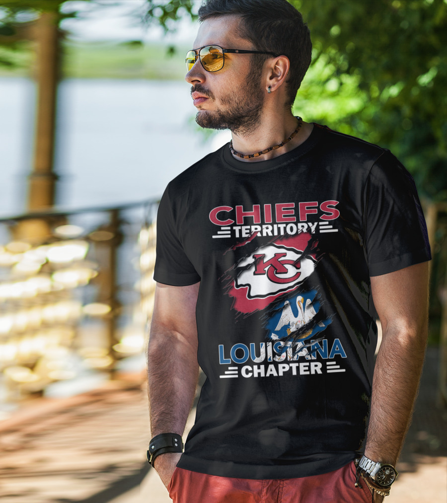 Chiefs Territory Louisiana Chapter KC Logo And State Flag T-Shirt