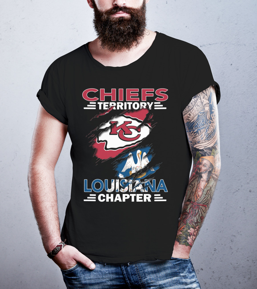 Chiefs Territory Louisiana Chapter KC Logo And State Flag T-Shirt