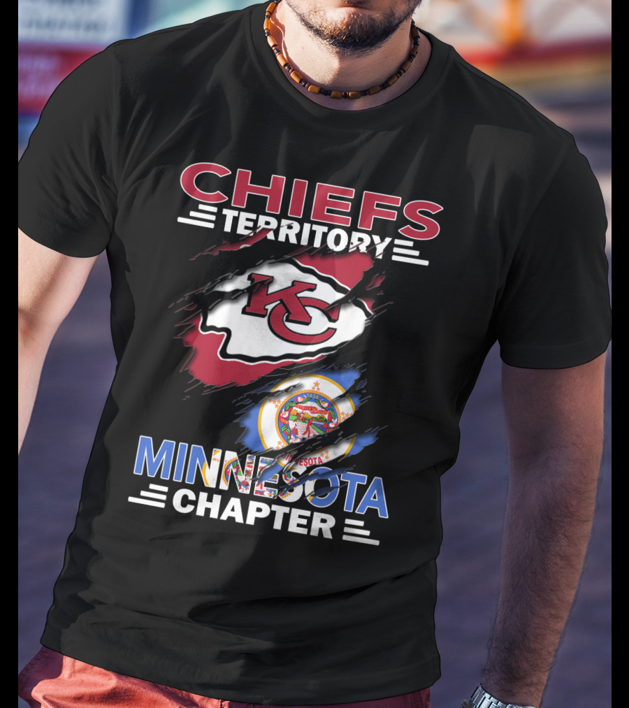 Chiefs Territory Minnesota Chapter With Kansas City Logo And Minnesota State Emblem T-Shirt